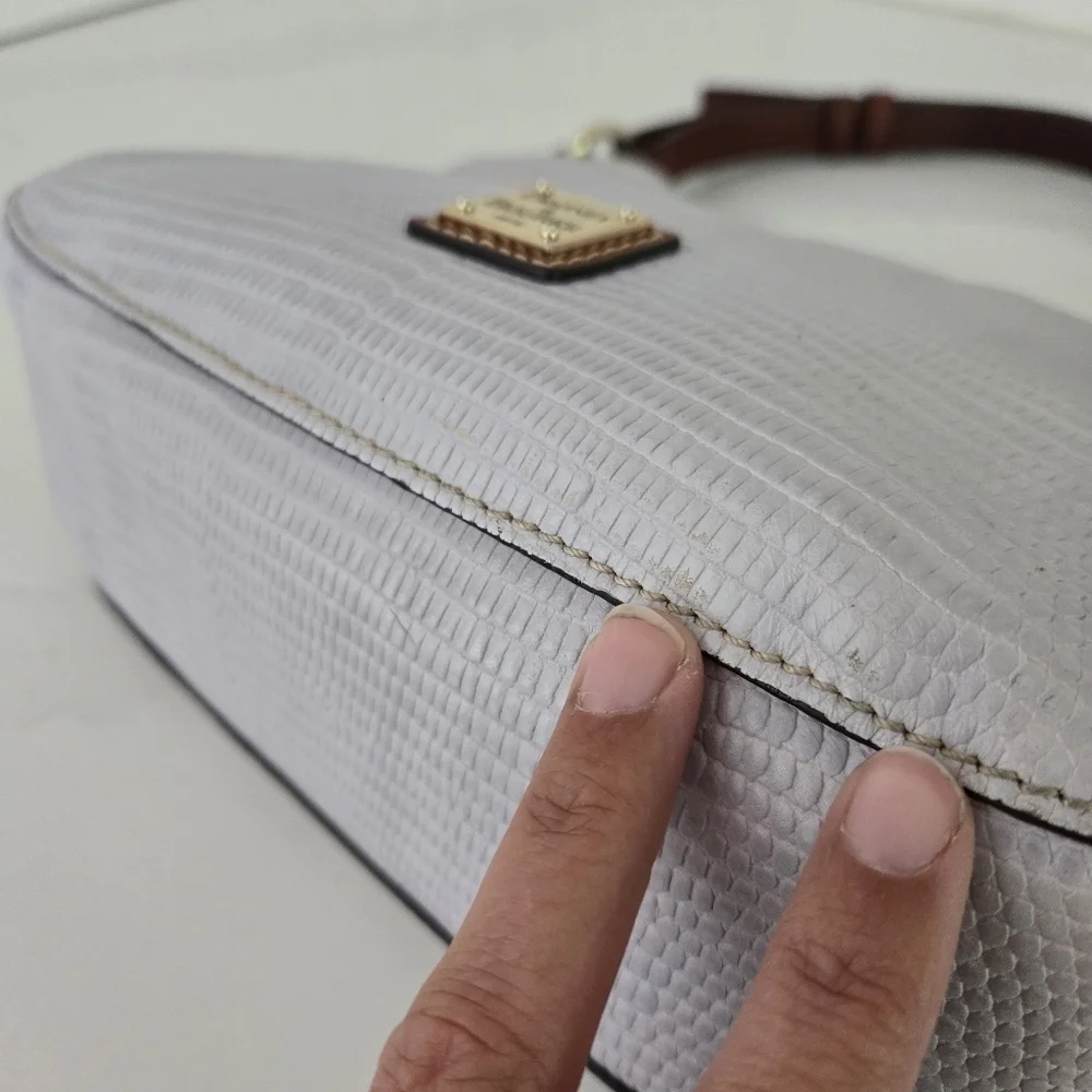 Dooney & Bourke Satchel Lizard Embossed Leather Small Kiley Hobo Handbag Lilac - Picture 11 of 11